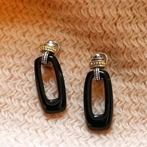 Vintage Lagos Onyx Drop Earrings
